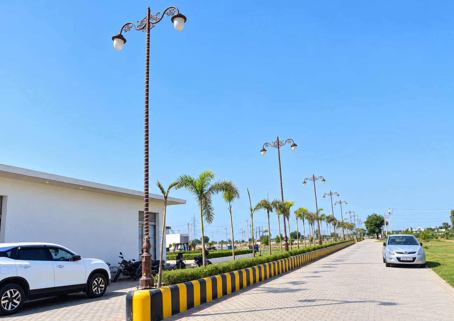 Palm-lined avenue and roadside planting at Defence Garden Phase 2